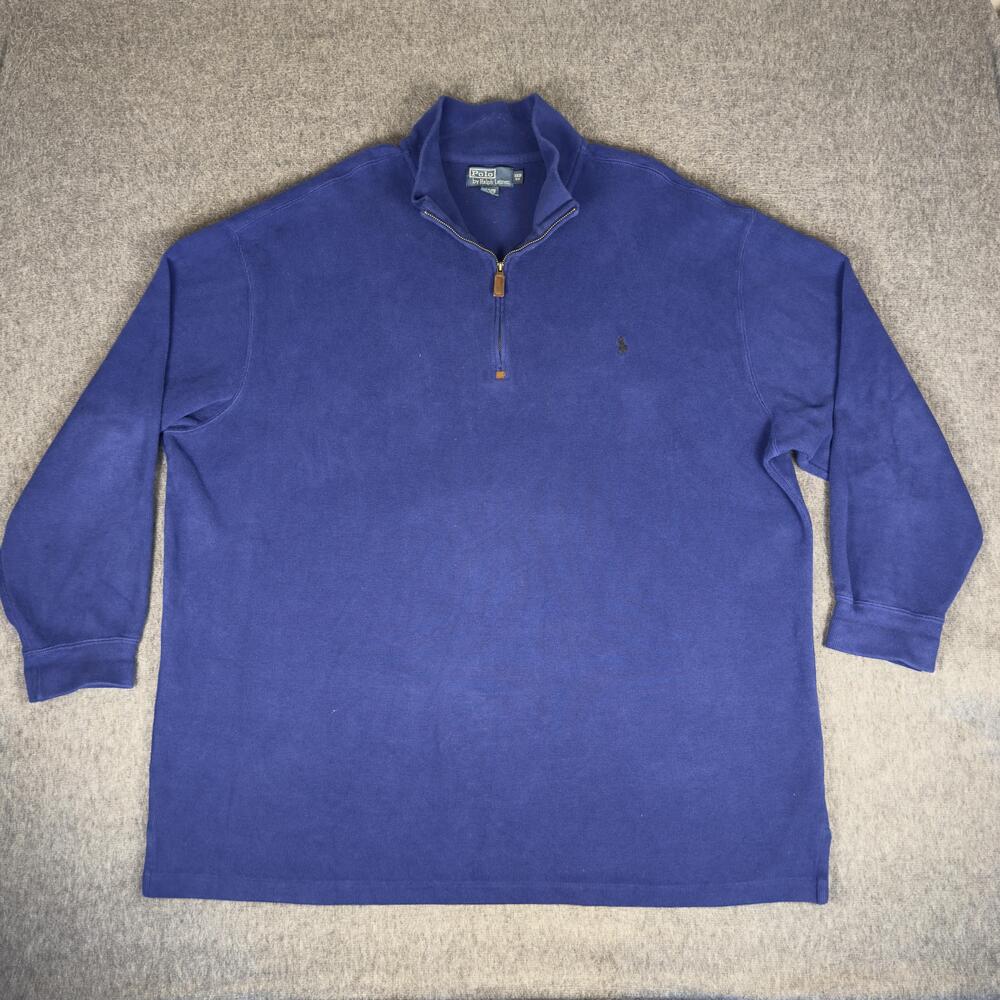 Polo Ralph Lauren Sweatshirt Mens Big 3X Blue 1/4 Zip Fleece Mock Neck Pullover
